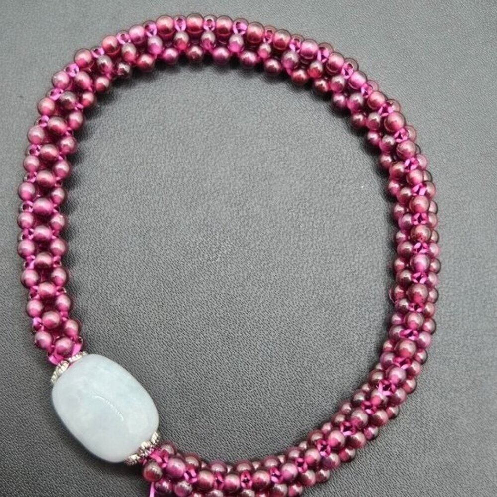 Aquamarine and Garnet Beaded Stretch‎ Bracelet NWOT - Picture 4 of 9